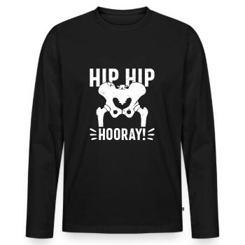 Hanche Hanche Hourra Remplacement de la hanche Thérapie physique amusante - T-shirt manches longues Premium bio Homme - noir - Devant - Nico (187cm)