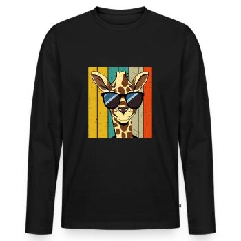 Girafe Faune Vintage Rétro - T-shirt manches longues Premium bio Homme - noir - Devant - Nico (187cm)