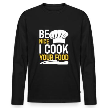Chef Restaurant Chef - T-shirt manches longues Premium bio Homme - noir - Devant - Nico (187cm)