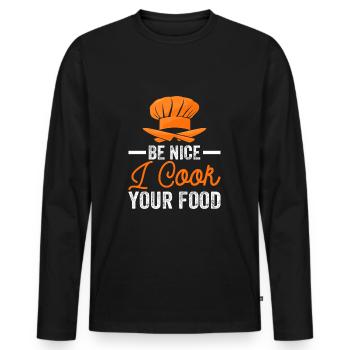 Chef Restaurant Chef - T-shirt manches longues Premium bio Homme - noir - Devant - Nico (187cm)
