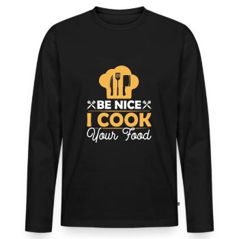 Chef Chef Gastronomie - T-shirt manches longues Premium bio Homme - noir - Devant - Nico (187cm)