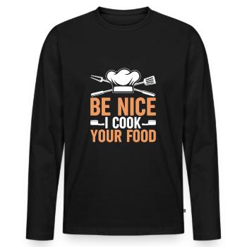 Chef Chef Gastronomie - T-shirt manches longues Premium bio Homme - noir - Devant - Nico (187cm)