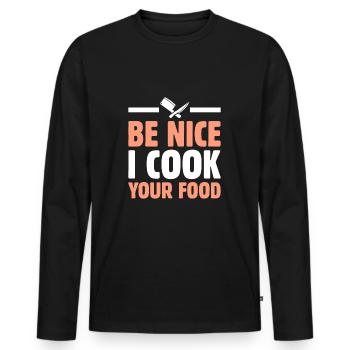 Chef Chef Gastronomie - T-shirt manches longues Premium bio Homme - noir - Devant - Nico (187cm)