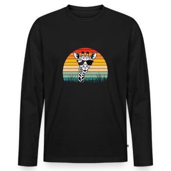 Girafe Faune Vintage Rétro - T-shirt manches longues Premium bio Homme - noir - Devant - Nico (187cm)