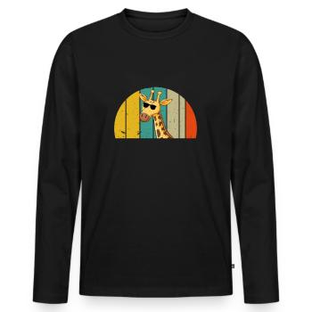 Girafe vintage avec lunettes de soleil rétro - T-shirt manches longues Premium bio Homme - noir - Devant - Nico (187cm)