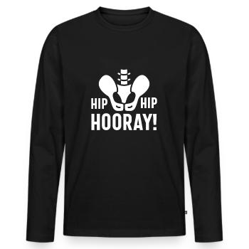 Hanche Hanche Hourra Remplacement de la hanche Thérapie physique amusante - T-shirt manches longues Premium bio Homme - noir - Devant - Nico (187cm)