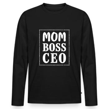 Mom CEO Mental de maman fort - T-shirt manches longues Premium bio Homme - noir - Devant - Nico (187cm)