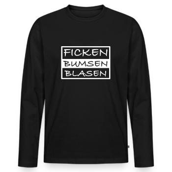 Ficken Bunsen Blasen | lustige Sprüche, Sex - Männer Premium Bio Langarmshirt - Schwarz - Vorne - Nico (187cm)
