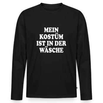 mein kostüm ist in der wäsche - Männer Premium Bio Langarmshirt - Schwarz - Vorne - Nico (187cm)
