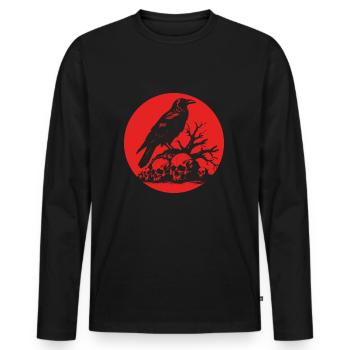 Mystischer Rabe mit Schädeln - Männer Premium Bio Langarmshirt - Schwarz - Vorne - Nico (187cm)