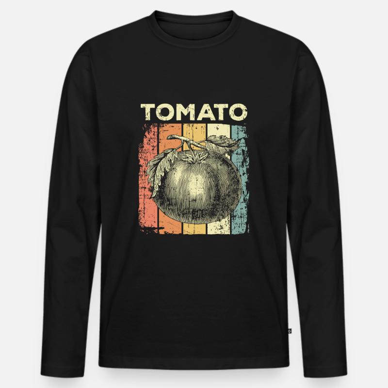 Tomate - Männer Premium Bio Langarmshirt - Schwarz