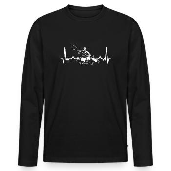 Heartbeat rafting en bateau promenade montagnes eau vive - T-shirt manches longues Premium bio Homme - noir - Devant - Nico (187cm)