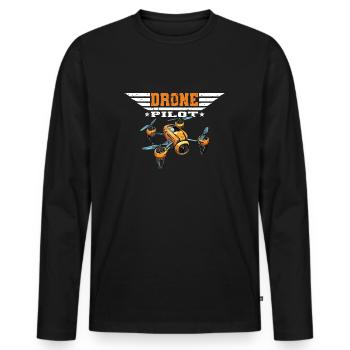 Drohnenpilot Copter FPV UAS Pilot Drone Drohne - T-shirt manches longues Premium bio Homme - noir - Devant - Nico (187cm)