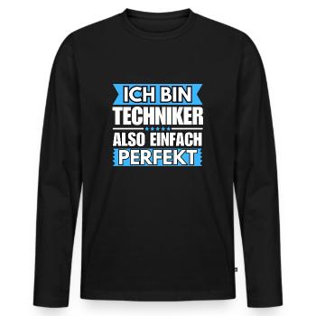 Einfach ein Perfekter Techniker - Männer Premium Bio Langarmshirt - Schwarz - Vorne - Nico (187cm)