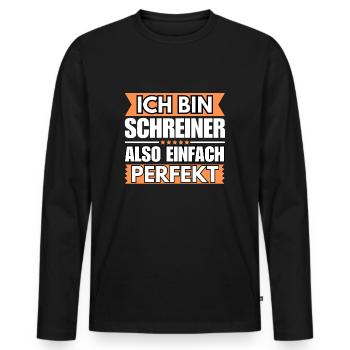 Einfach ein Perfekter Schreiner - Männer Premium Bio Langarmshirt - Schwarz - Vorne - Nico (187cm)