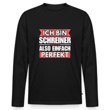 Einfach ein Perfekter Schreiner - Männer Premium Bio Langarmshirt - Schwarz - Vorne - Nico (187cm)