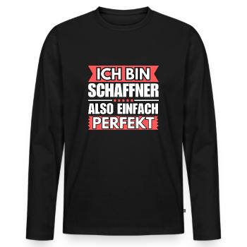 Einfach ein Perfekter Schaffner - Männer Premium Bio Langarmshirt - Schwarz - Vorne - Nico (187cm)