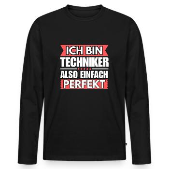 Einfach ein Perfekter Techniker - Männer Premium Bio Langarmshirt - Schwarz - Vorne - Nico (187cm)