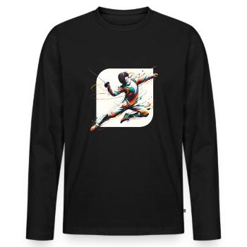 Abstrakter Fechter Fechten - Männer Premium Bio Langarmshirt - Schwarz - Vorne - Nico (187cm)