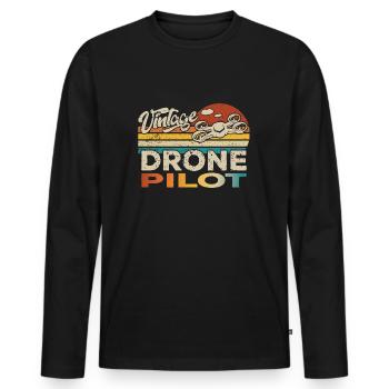 Drone Drone Drone Quadricoptère Anniversaire - T-shirt manches longues Premium bio Homme - noir - Devant - Nico (187cm)