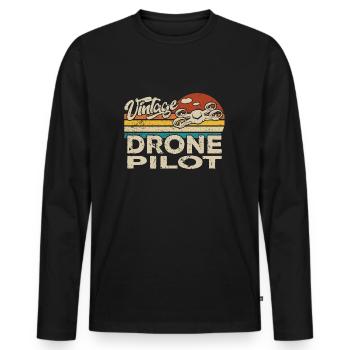 Drone Drone Drone Quadricoptère Anniversaire - T-shirt manches longues Premium bio Homme - noir - Devant - Nico (187cm)