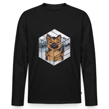German Shepherd Baby Mountains Yoga Calm Fog Gift - Men's Premium Organic Long Sleeve Shirt - black - Front - Nico (187cm)