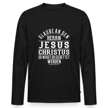 Jesus Christ Shirt for Women and Men Christ - Men's Premium Organic Long Sleeve Shirt - black - Front - Nico (187cm)