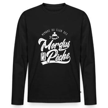 Pêche Mordus de la pêche Humour pêcheur - T-shirt manches longues Premium bio Homme - noir - Devant - Nico (187cm)