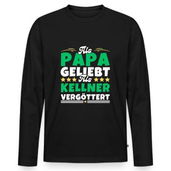 Als Papa geliebt, als Kellner vergöttert - Männer Premium Bio Langarmshirt - Schwarz - Vorne - Nico (187cm)
