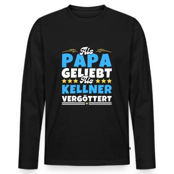 Als Papa geliebt, als Kellner vergöttert - Männer Premium Bio Langarmshirt - Schwarz - Vorne - Nico (187cm)