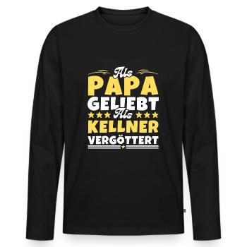 Als Papa geliebt, als Kellner vergöttert - Männer Premium Bio Langarmshirt - Schwarz - Vorne - Nico (187cm)