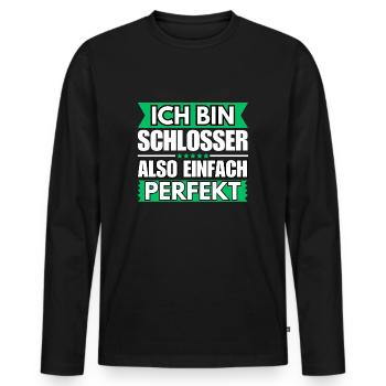 Einfach ein Perfekter Schlosser - Männer Premium Bio Langarmshirt - Schwarz - Vorne - Nico (187cm)