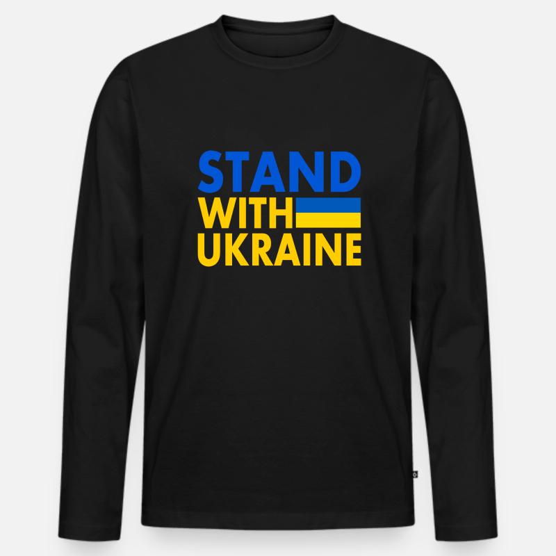 stand with ukraine - Männer Premium Bio Langarmshirt - Schwarz
