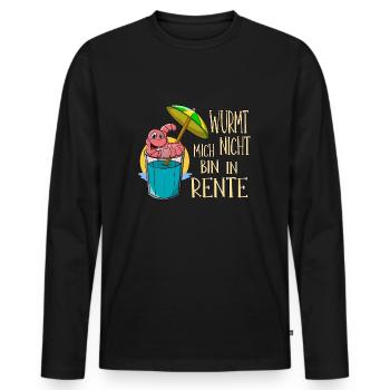 Rente Pension Ruhestand lustiger Wurm am Strand - Männer Premium Bio Langarmshirt - Schwarz - Vorne - Nico (187cm)