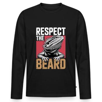 Respect the Beard! Bearded Dragon Reptile Terraristics - Men's Premium Organic Long Sleeve Shirt - black - Front - Nico (187cm)
