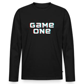 Premier jeu - T-shirt manches longues Premium bio Homme - noir - Devant - Nico (187cm)