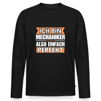 Einfach ein Perfekter Mechaniker - Männer Premium Bio Langarmshirt - Schwarz - Vorne - Nico (187cm)