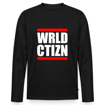 Wrld ctizn - world citizen - T-shirt manches longues Premium bio Homme - noir - Devant - Nico (187cm)