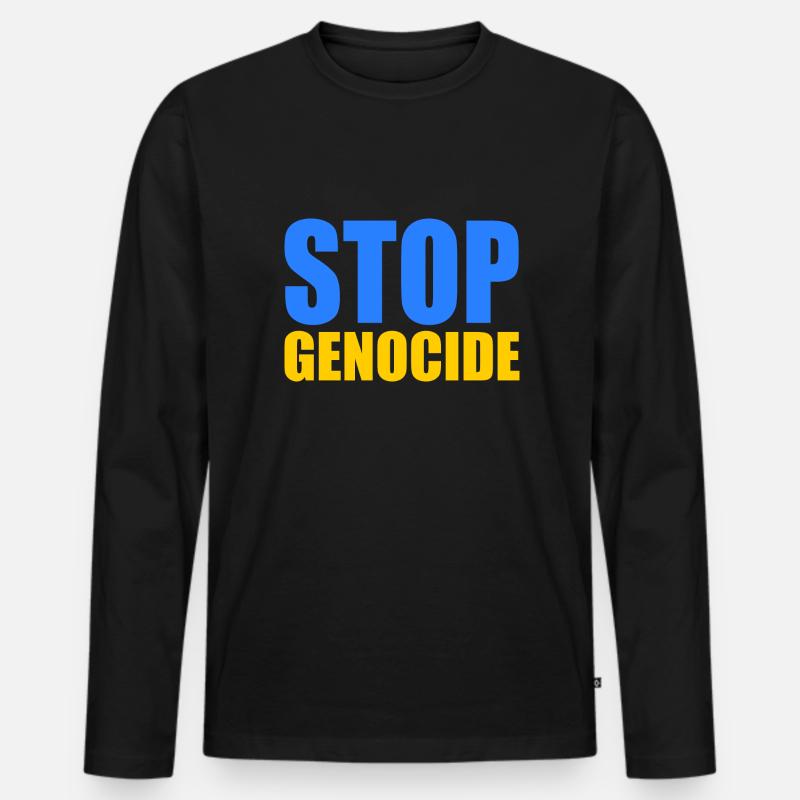 Stop genocide - Männer Premium Bio Langarmshirt - Schwarz