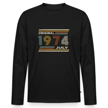 50th Birthday July 1974 Vintage Original Retro - Men's Premium Organic Long Sleeve Shirt - black - Front - Nico (187cm)
