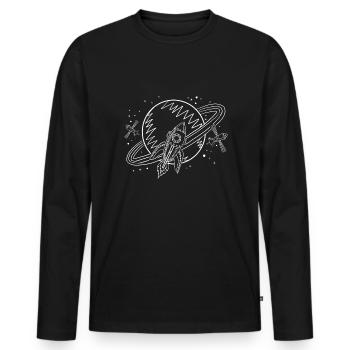 Space Rocket Space Saturn Gift - Men's Premium Organic Long Sleeve Shirt - black - Front - Nico (187cm)