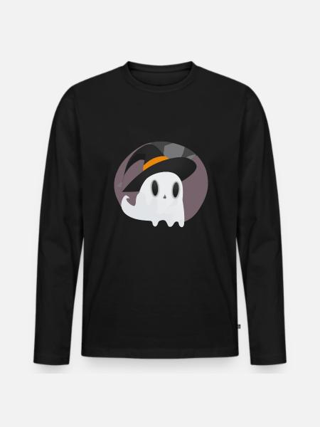 AI Witch Ghost - T-shirt manches longues Premium bio Homme - noir