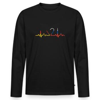 Heartbeat German Russian Heart Russian Outfit pour - T-shirt manches longues Premium bio Homme - noir - Devant - Nico (187cm)