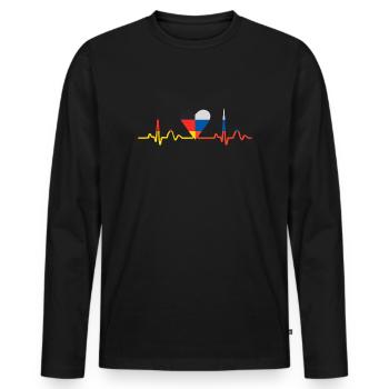 Heartbeat German Russian Heart Russian Outfit pour - T-shirt manches longues Premium bio Homme - noir - Devant - Nico (187cm)