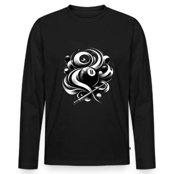 Billiards black white with 8 billiard ball - Men's Premium Organic Long Sleeve Shirt - black - Front - Nico (187cm)