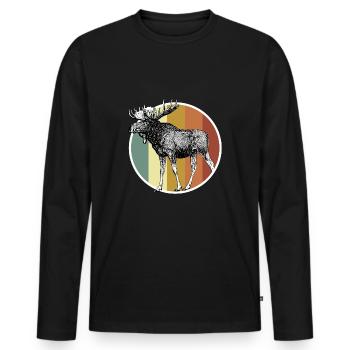 Elch Rentier Skandinavien Lappland Geschenk - Männer Premium Bio Langarmshirt - Schwarz - Vorne - Nico (187cm)