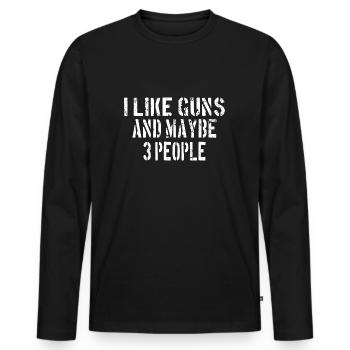 PRO GUN / 2E AMENDEMENT: J'aime les armes à feu - T-shirt manches longues Premium bio Homme - noir - Devant - Nico (187cm)