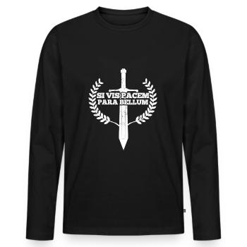 Guerre Paix Latin Citation Si Vis Pacem Para Bellum - T-shirt manches longues Premium bio Homme - noir - Devant - Nico (187cm)