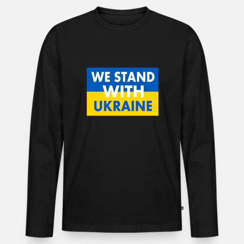 We stand with ukraine - Männer Premium Bio Langarmshirt - Schwarz