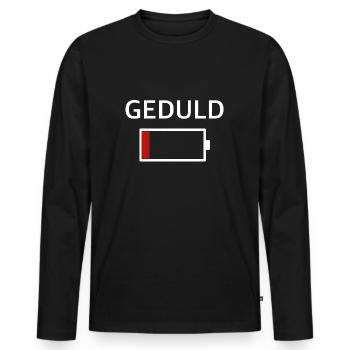 Geduld | Batterie, lustige Sprüche, Sarkasmus - Männer Premium Bio Langarmshirt - Schwarz - Vorne - Nico (187cm)